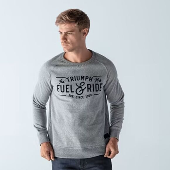 Triumph Motorcycles- Men’s Grey Crew Neck DERMONT Logo Sweatshirt Size Large - Picture 14 of 14